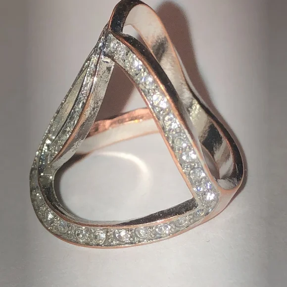 Size 7 Silver Tone CZ Rhinestone Open Boho Statement Ring - Picture 5 of 8